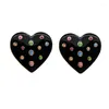 Stud Earrings Black Epoxy Metal Post Heart For Women Colorf Glass Stone Large Statement Studs Vintage Fashion Style Party C1181 Drop D Otftw