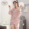 Abbigliamento da casa Bei Yanchun estate Cotton Lady Pajamas Sweet Girl Abite Can indossare un abito a sette punti.