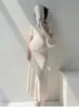 Maternity Dresses Korean Style Maternity Knitted Dress Solid Color Short Sleeve V-Neck High Waist Pregnant Woman Stretched Dresses Pregnancy Dress 24412