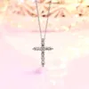 Mo Sang Stone Cross Necklace Womens Sterling Silver Light and Luxury High End Versatile 2022 New Clavicle Chain Pendant