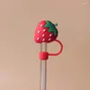 Disposable Cups Straws Straw Covers Caps Tips Silicone Cover Cap End Strawberry Tip Protector Drinking Topper Plugs Reusable Dust Decorative