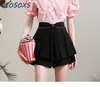 Shorts femminile 2024 Summer Simple Younger Fashion Bilded Weling Delirming Double Stray A-Line Pants Black