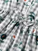 Flickans klänningar Kids Girl Princess Dress Flower Print Checkered Style Lovely Bow Sleeveless kjolar Casual Daily Wear For Children Girl 1-6 år Y240412