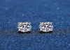 Real Stud Earrings 14K White Gold Plated Sterling Silver 4 Prong Diamond Earring for Women Men Ear Stud 1ct 2ct 4ct 2207134465178
