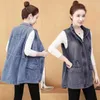Coletes femininos 2024 colete de jeans vintage de jeans midn comprimento de primavera outono coreano casaco sem mangas solo jean jean cistas
