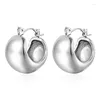 Dangle Earrings Round Ball Glossy Elegant Simple Noble Stainless Steel Women's Gift