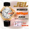 WGBB0030 A2824 Automatic Mens Watch JBLF 42mm Wrapped 18K Rose Gold Case Silver Roman Dial Black Croc Strap Super Edition ETA Reloj Hombre Watches Puretime PTCAR