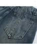 Dżinsy damskie rozerwane dla kobiet wysoko w talii 2024 Blue Loose Button Denim Spodnie Vintage Streetwear Proste szerokie spodnie