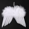 Angel White Feather Wing Christmas Tree Decor Hanging Ornament Högkvalitativ vit bröllopsprydnad för jul Xmas baby rekvisita