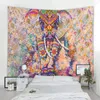 Tapestries Colorful Pearl Elephant Tapestry 3D Mosaic Style Hippie Boho Wall Mandala Fabric Mat Living Room Decor 95x73cm