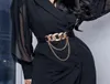 Designer di donne elastiche Designer Metallo in metallo spessa catena intagliata con cinturino vestito vestito vestito vestito allmatch decorativo cintura H2207188644
