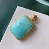 Halsbandörhängen Set Big Carat High -Square Turquoise Pendant 18k Guldpläterad stenkedja för kvinnor Män unisex fina smycken