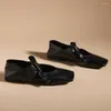 Повседневная обувь Chmury Black Ballet Flats для женщин 2024 Тенденция роскошной квадратной ноги с луком золото Мэри Джейнс Балерина каблука Большого размера 42