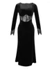 Casual jurken dames fluwelen lange vrouwen kleding elegant chic pure sexy vierkante kraag slanke prom verjaardagsjurk robe vestidos fiesta