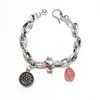 Heavy industry 925 Sterling Silver strawberry crystal clock round brand fashionable womens bracelet linked fashion temperament