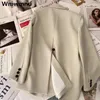 여자 정장 사무실 레이디 베이지 색 블레이저스 재킷 고전 패션 느슨한 통풍구 코트 한국 비즈니스 공식적인 겉옷 봄 가을