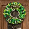 Fleurs décoratives Porte de couronne artificielle 40cm Lavande Printemps Round Patrick Day Signe de bienvenue pour la ferme extérieure intérieure 2024