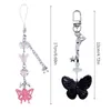 Pink Butterfly Phone Charms Pendant Kawaii Nyckelkedja för väska söta smycken Tillbehör Kvinnor Girl Lovely Strap Lanyard Keychain