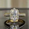 Wedding Rings Huitan Gorgeous Women Ly Designed Brilliant Square Cubic Zirconia Trendy Engagement Eternity Lady Jewelry