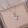 Hanger kettingen mode engel maan ketting zirkoon roestvrijstalen ketting geschenken voor vrouwelijke meisjes dagelijkse feestaccessoires