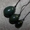 3st Yoni Egg Set Natural Nephrite Jade Massager för kvinnor Vaginal muskel åtdragning Borrerad massage Sten Kegel Övning Verktyg