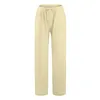 Pantalon féminin Femmes lin coton solide 2024 DrawString High Waist Harem pantalons décontractés pantalon de survêtement