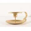 Candle Holders 2pcs Gold Candlestick Holder For Taper Candles Chamberstick Shape With Handle Metal Window Mantle Display