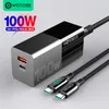 100w GaN USB-C Fast Charger, PD100W PPS 45W för Type-C-bärbara datorer MacBook iPad iPhone 13 Samsung S22, QC3.0/SCP för Huawei Xiaomi