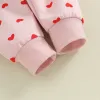 Pantalon doux coton doux décontracté bébé filles vestiges printemps deux pièces tenues coeur imprimer sweat à manches longues pantalon pour enfants vêtements