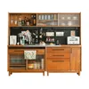 Nordic Solid Wood Sideboard Wire-Wrap Board Japanese Glass Modern Kitchen Integrated Storage Liquor Cabinet furniture