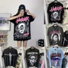 Hellstar Designer Tshirts Creative Earth Ghost Face Elecphones avec anime avant et arrière anime double fil pur coton pur à manches à manches courtes t-shirts pour hommes wome