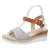 Slippers Wedge Sandals Women 2024 Summer Round Head With Buckle Medium Heel Non-slip Design Shoes For Light Comfort Casual