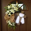 Fleurs décoratives avec arc croisé ornement artificiel pour porte d'entrée de porte d'entrée
