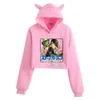 Designer Womens Hoodies Felpette Hot Search Hot Jojos Wonderful Adventure Series Animazione giapponese Girls Open Navel Cats Orees Orecchie al vapore Catear Brea