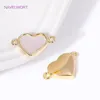 18k Guldpläterad Inlay Natural Shell Heart Charm Pendant Connector för smycken Making DIY Armband Halsband Tillbehör Partihandel