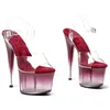 Zapatos de baile Leecabe de 7 pulgadas/17cm PVC Upper Transparent Color Gradiente Tallones Altos Night Club Pole Dance