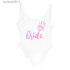 Swimwear Women's Swimwear 3xl Bachelorette Party One Piece Swimsuit Bride Bride Squad Lady Mariage Party Ligne High Leg Women Swimsuit Bikini C240412