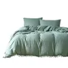 Yatak Setleri 3pcs Düz Renkli Yorgan Lüks Yumuşak Ev Tekstil Yataklar ve Yatak Yorgan Kapağı Yastık
