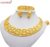 Conjuntos de jóias de cores douradas de 24k africanas para mulheres Dubai Bridal Wedding Gifts Charcklace Brinchelet Brincheless Jewellery Set 22027098648