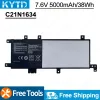 Batteries KYTD NEW C21N1634 Laptop Battery for ASUS A580U X580U X580B A542U R542U R542UR X542U V587U FL5900L FL8000U 7.6V 38WH Batteries