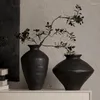 Wazony jingdezhen zen retro ceramiczna duża willa szorstka ceramika ręcznie robiona dekoracja sztucznego układu kwiatowego z suszonym