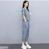 Ladies Denim Professional Suit Summer Kurtka kowbojska 2PCS Casual Fashion Printing Cowgirl Twopece R246 240412