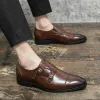 Luxury heren jurk schoenen echte slip-on loafer buckle monnik riem casual zakelijke bruiloftsschoenen voor mannen groot formaat 38-48