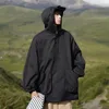 Vestes de cargaison à capuche japonaise pour femmes pour femmes surdimensionnées brillants monochrome streetwear adolescents de camping extérieur