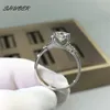 Klassisk 18K White Gold Brilliant Cut 1 Pass Diamond Tester D Color Cow Head Ring for Women Wedding Jewelry240412