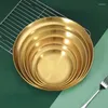 Plates Stainless Steel Round Pasta Steak Plate Fruit Cake Tray Portable Dish Kitchen Accessories