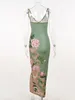 Casual Dresses Insta Cutout Backless Boho Floral Print Maxi Dress Summer Sexy Sleeveless Bodycon Spaghetti Strap Long Cocktail Party