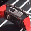 Armbanduhren luxury Männer beobachten automatische mechanische mechanische rote schwarze Gummi -Tour -Milliarden Kohlefaser -Mode -Uhren