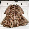 Basic & Casual Dresses Girls' Leopard Pattern Long Sleeved Dress Made of Pure Silk Cotton, Simple Elegant