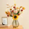 Vase Light Luxury Gold Iron Transparent Glass Vase Home Decoration Balconyデスクトップドライフラワー植物フラワーアレンジ